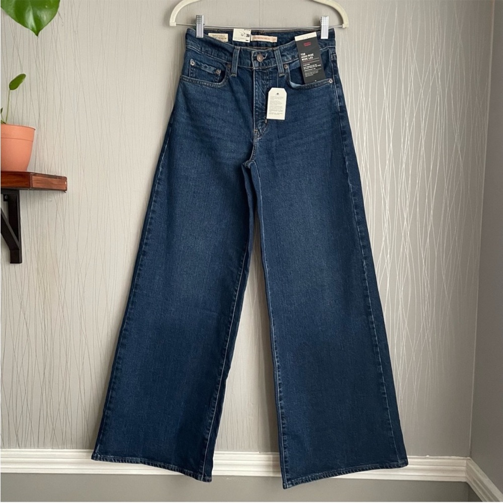 LEVIS Jeans Wide Leg NWT High Rise 728 Premium Woodstock Dark Wash Blue Size 27 - Picture 4 of 16